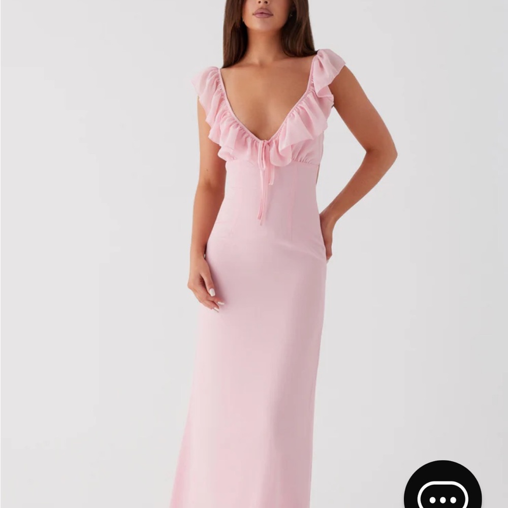 Elegant Pink Ruffle Maxi Dress